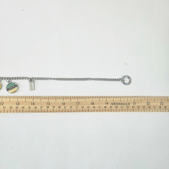 Vintage Coach Logo Charm 21” Stainless Steel Necklace Enameled Medallion Discs - Picture 10 of 10